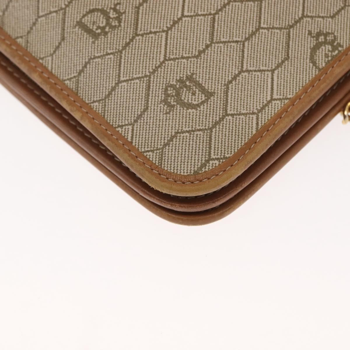 Christian Dior Vintage Honeycomb Chain Canvas Beige Canvas Shoulder Bag Bag (Pre-Owned)