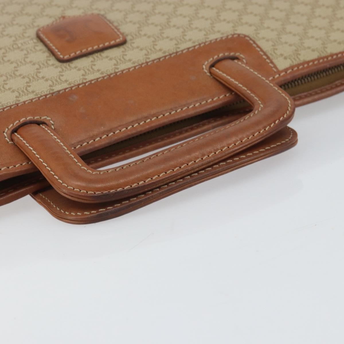 Celine Vintage Macadam Canvas Beige Canvas Handbag (Pre-Owned)