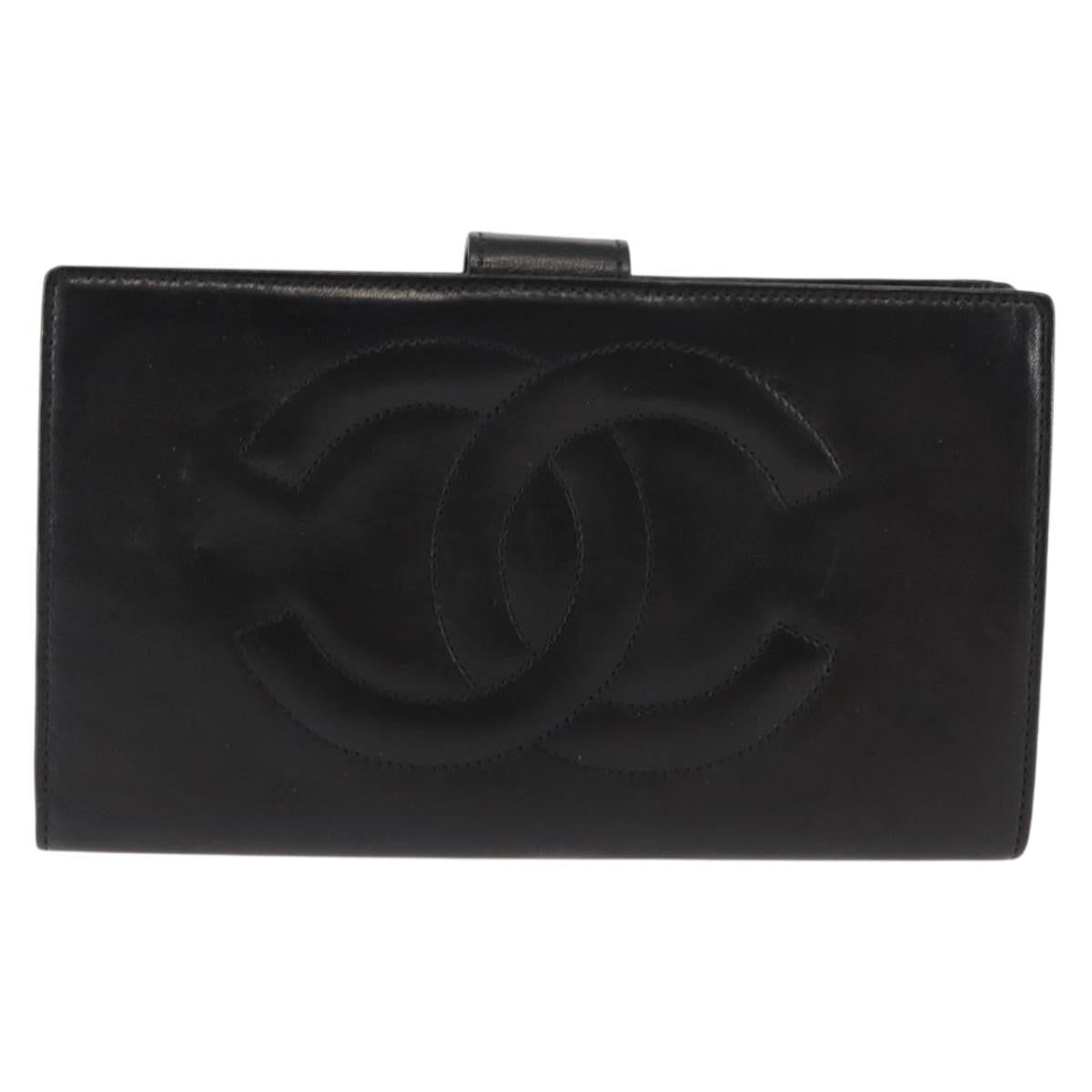 Chanel Timeless Cc French Leather Black Leather Wallets Accessory (Pre-Owned)