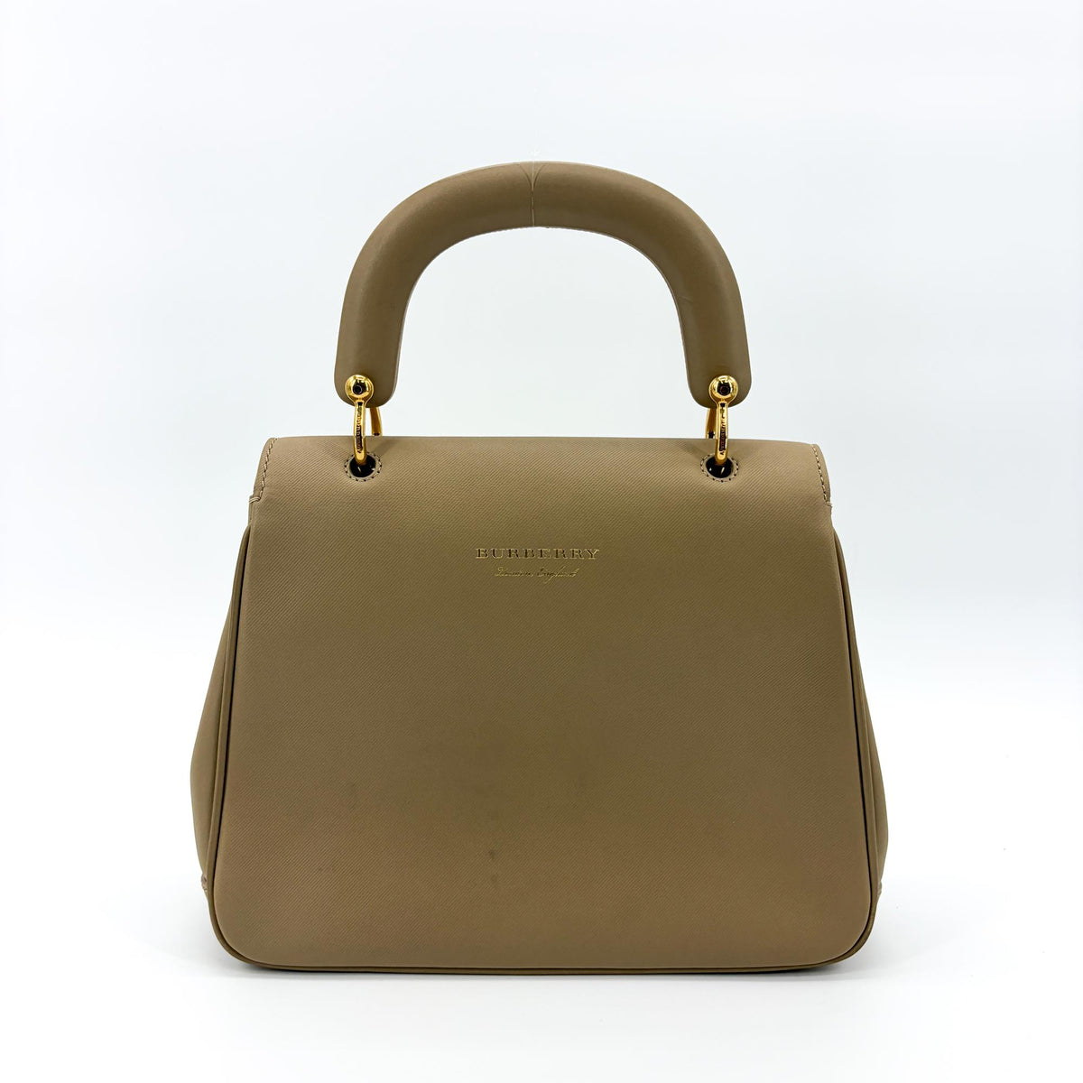 Burberry Dk88 Top Handle Leather Beige Leather Handbag (Pre-Owned)