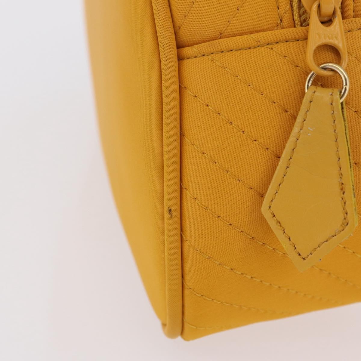 Saint Laurent Vintage Quilted Top Handle Bag Nylon Yellow Nylon Handbag (Pre-Owned)