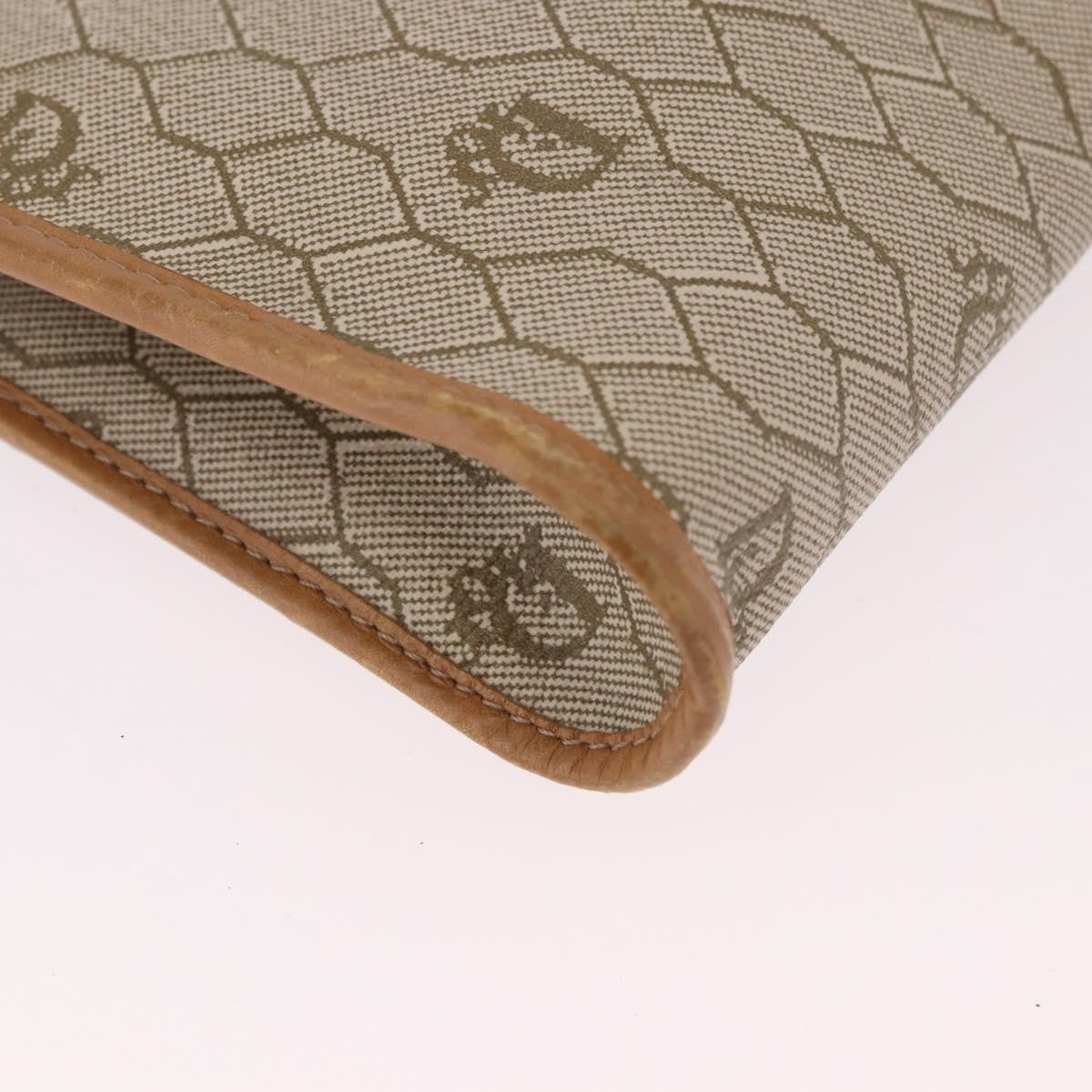 Christian Dior Vintage Honeycomb Chain Canvas Beige Canvas Shoulder Bag Bag (Pre-Owned)