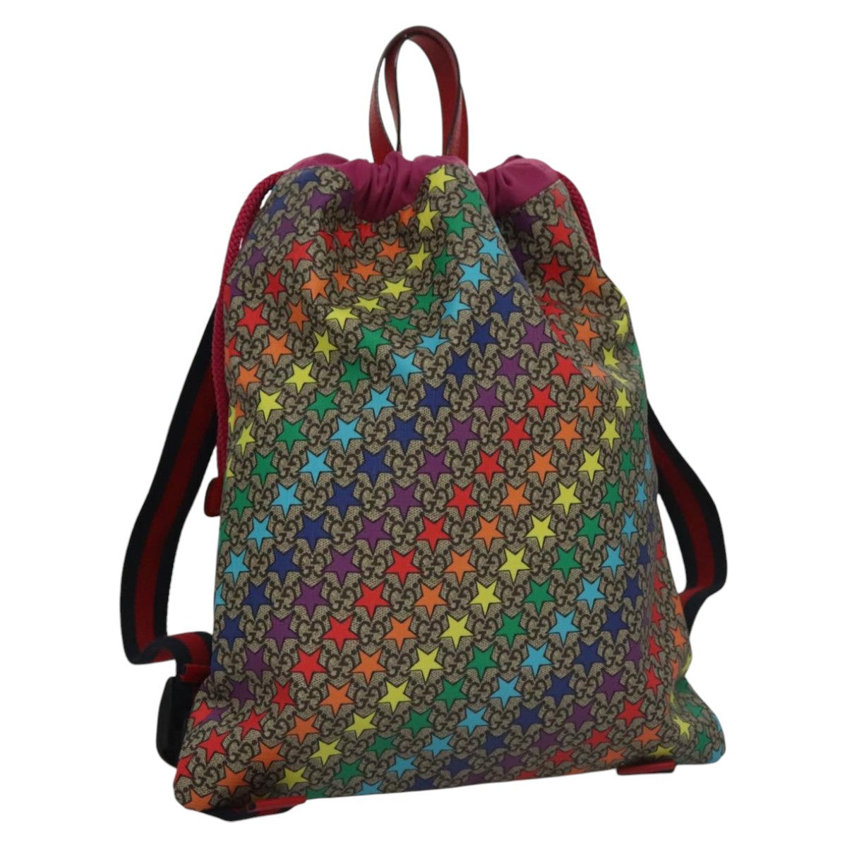 Gucci Children's Drawstring Printed Gg Coated Canvas Multicolour Canvas Backpack Bag (Pre-Owned)