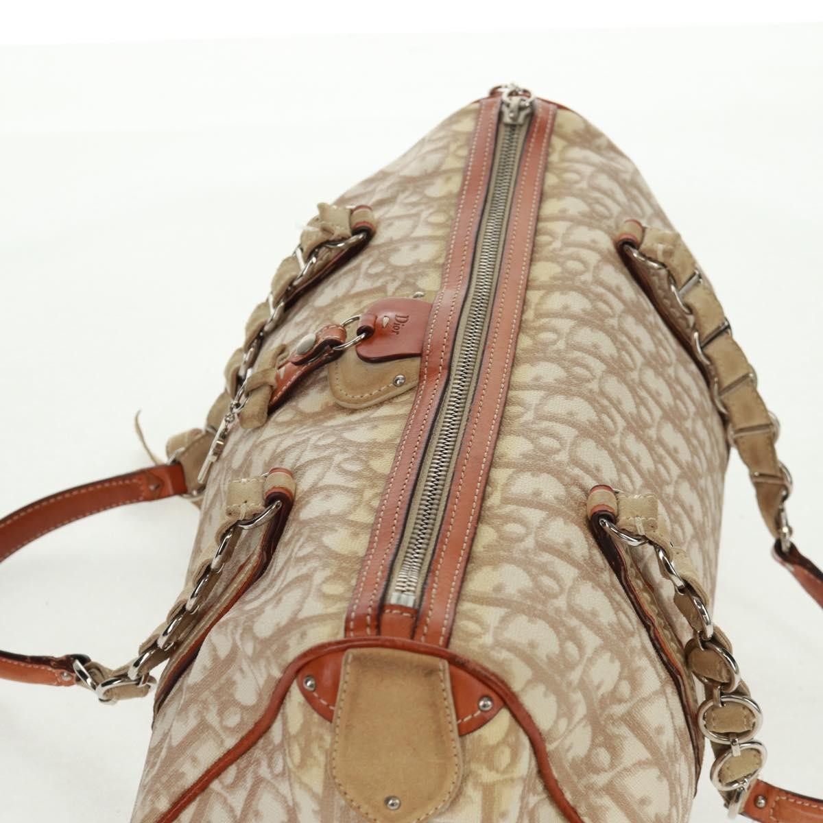Christian Dior Vintage Trotter Romantique Boston Diorissimo Coated Canvas Beige Canvas Handbag (Pre-Owned)