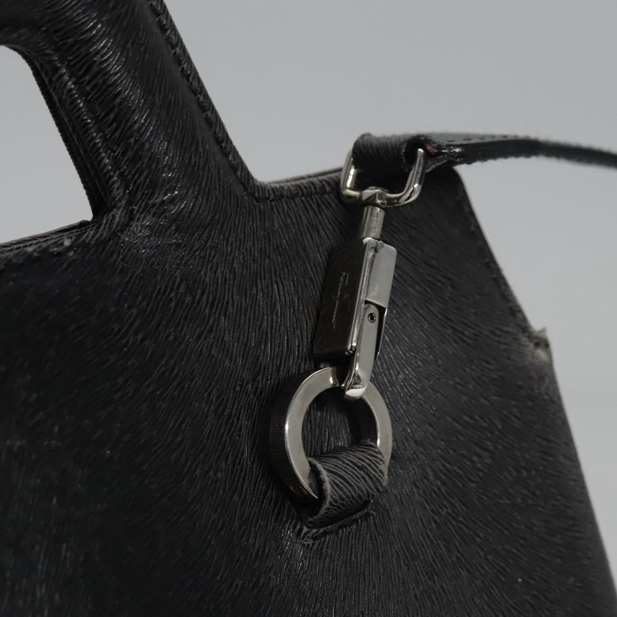 Salvatore Ferragamo Gancini Leather Black Leather Handbag (Pre-Owned)