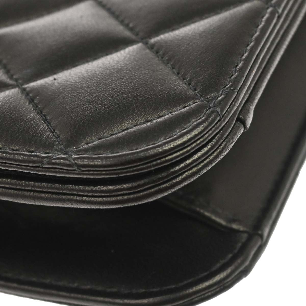 Chanel Vintage Full Flap Quilted Lambskin Black Leather Shoulder Bag Bag (Pre-Owned)