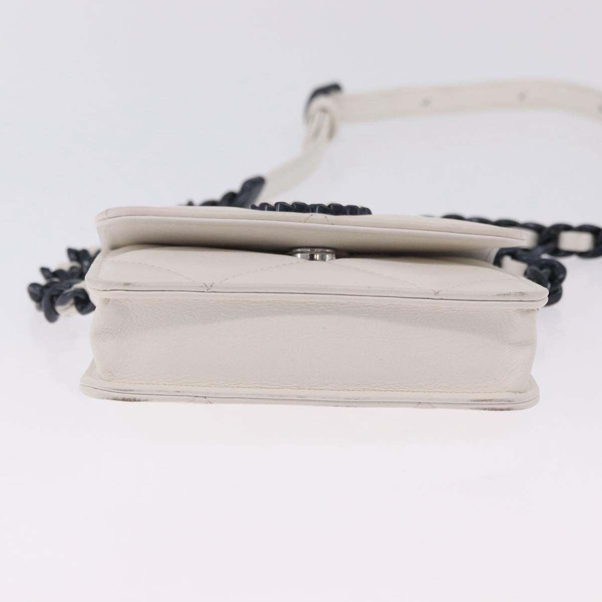 Chanel 19 Flap Coin Purse Belt Quilted Lambskin White Leather Clutche & Pouche Bag (Pre-Owned)