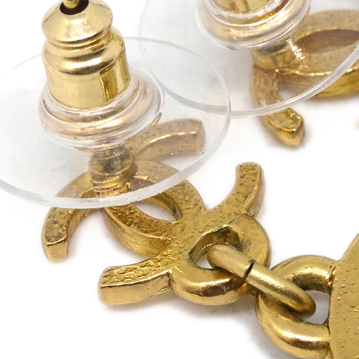 Chanel Cc Star Dangle Metal With Enamel Pink Gold_Plated Earrings Jewelry (Pre-Owned)