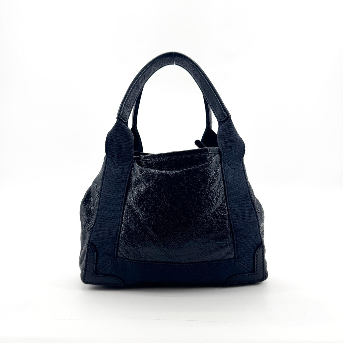 Balenciaga Navy Cabas Leather Black Leather Tote Bag Bag (Pre-Owned)