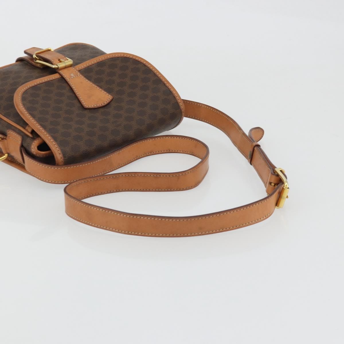 Celine Vintage Macadam Canvas And Leather Brown Canvas Shoulder Bag Bag (Pre-Owned)