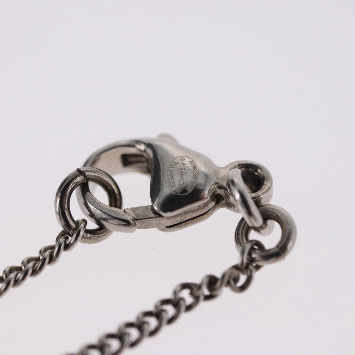 Chanel Cc Pearl Drop Pendant Metal With Faux Pearl Silver Metal Necklace Jewelry (Pre-Owned)