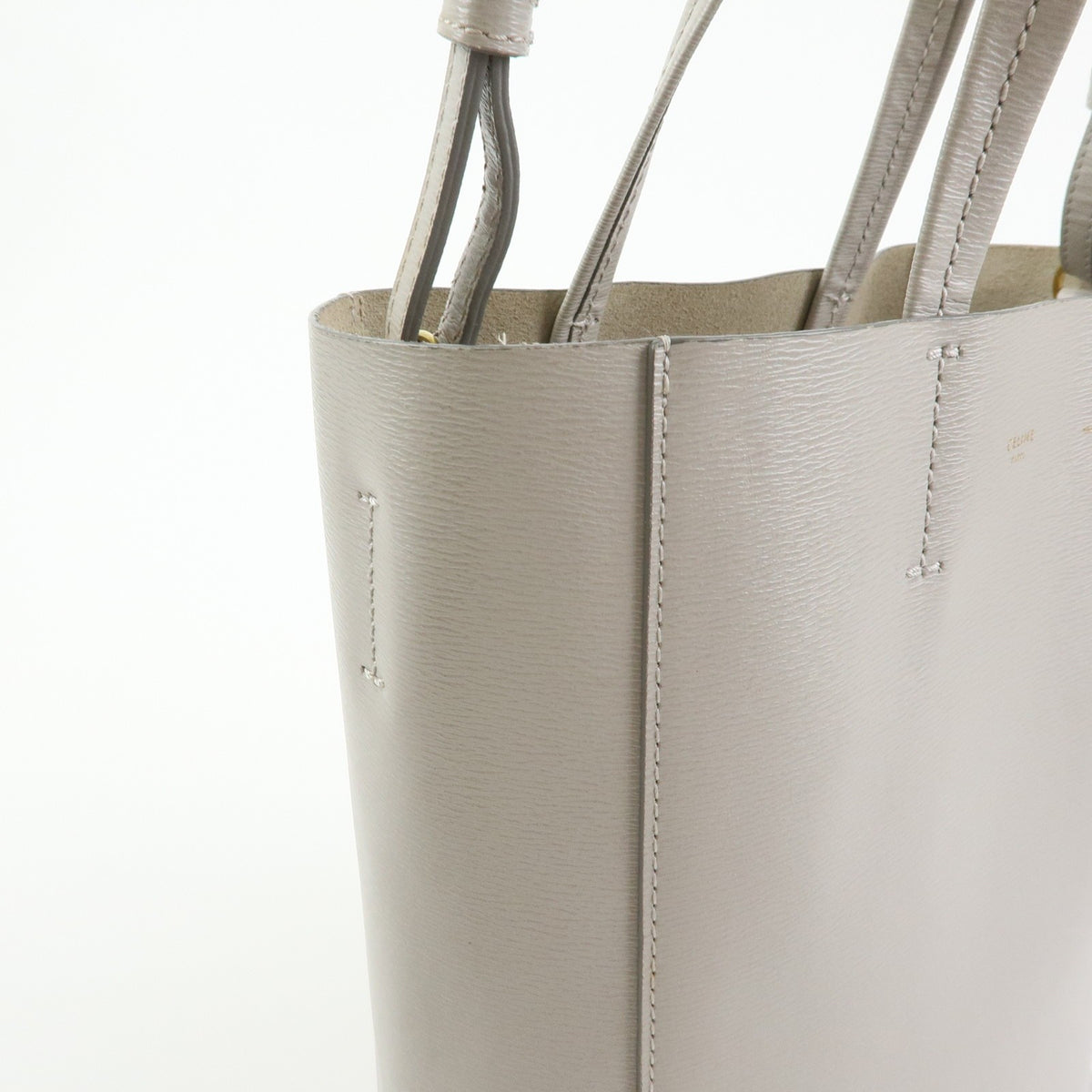 Celine Vertical Cabas Leather Beige Leather Tote Bag Bag (Pre-Owned)