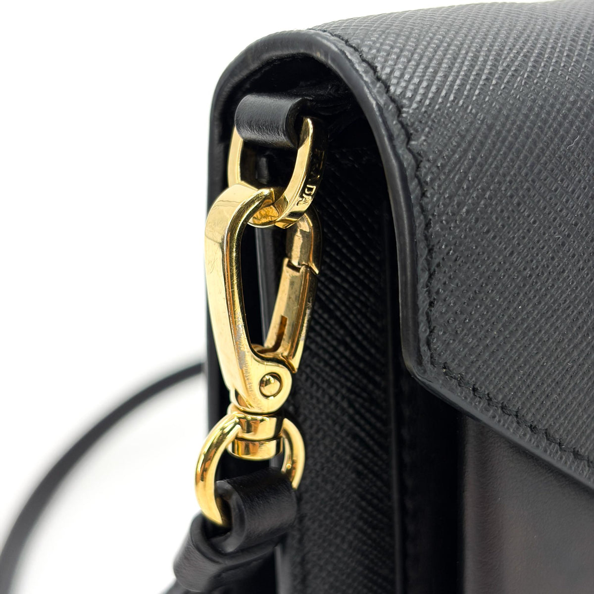 Prada Envelope Clutch Saffiano Leather Black Leather Clutche & Pouche Bag (Pre-Owned)