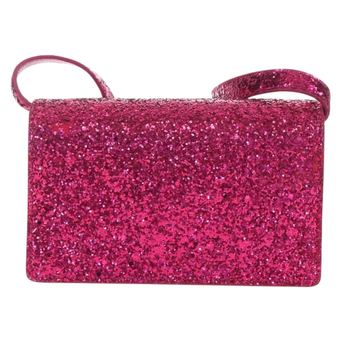 Saint Laurent Lulu Bunny Glitter Pink Leather Shoulder Bag Bag (Pre-Owned)