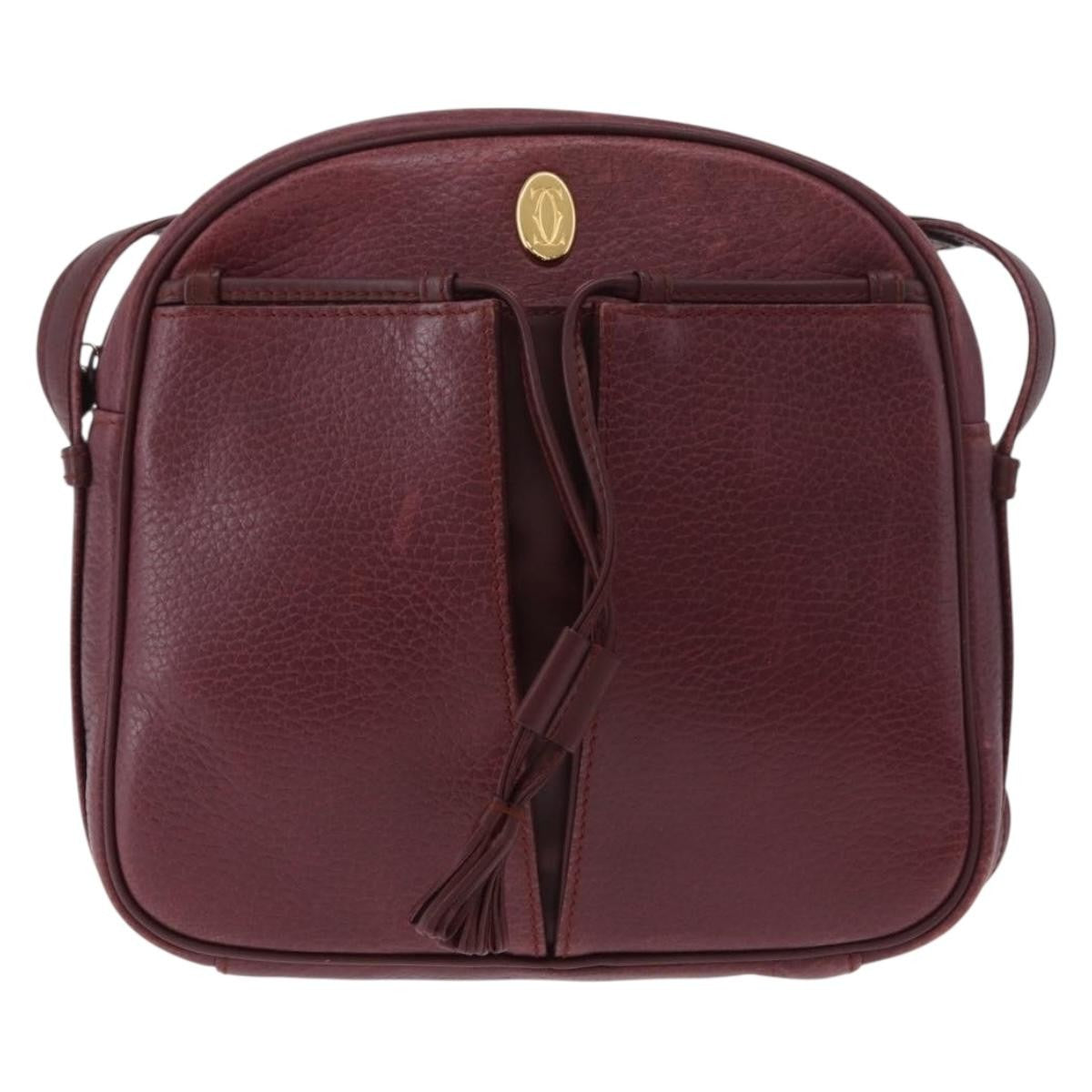 Cartier Tasseled Must De Cartier Leather Burgundy Leather Shoulder Bag Bag (Pre-Owned)