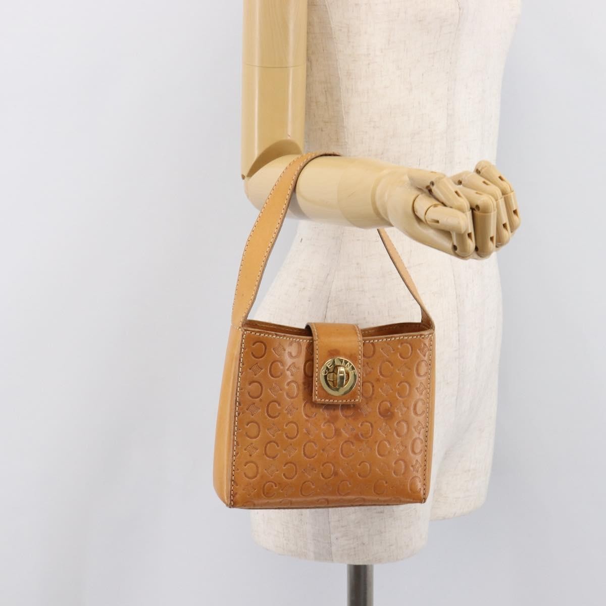 Celine C Macadam Canvas And Leather Brown Leather Handbag (Pre-Owned)