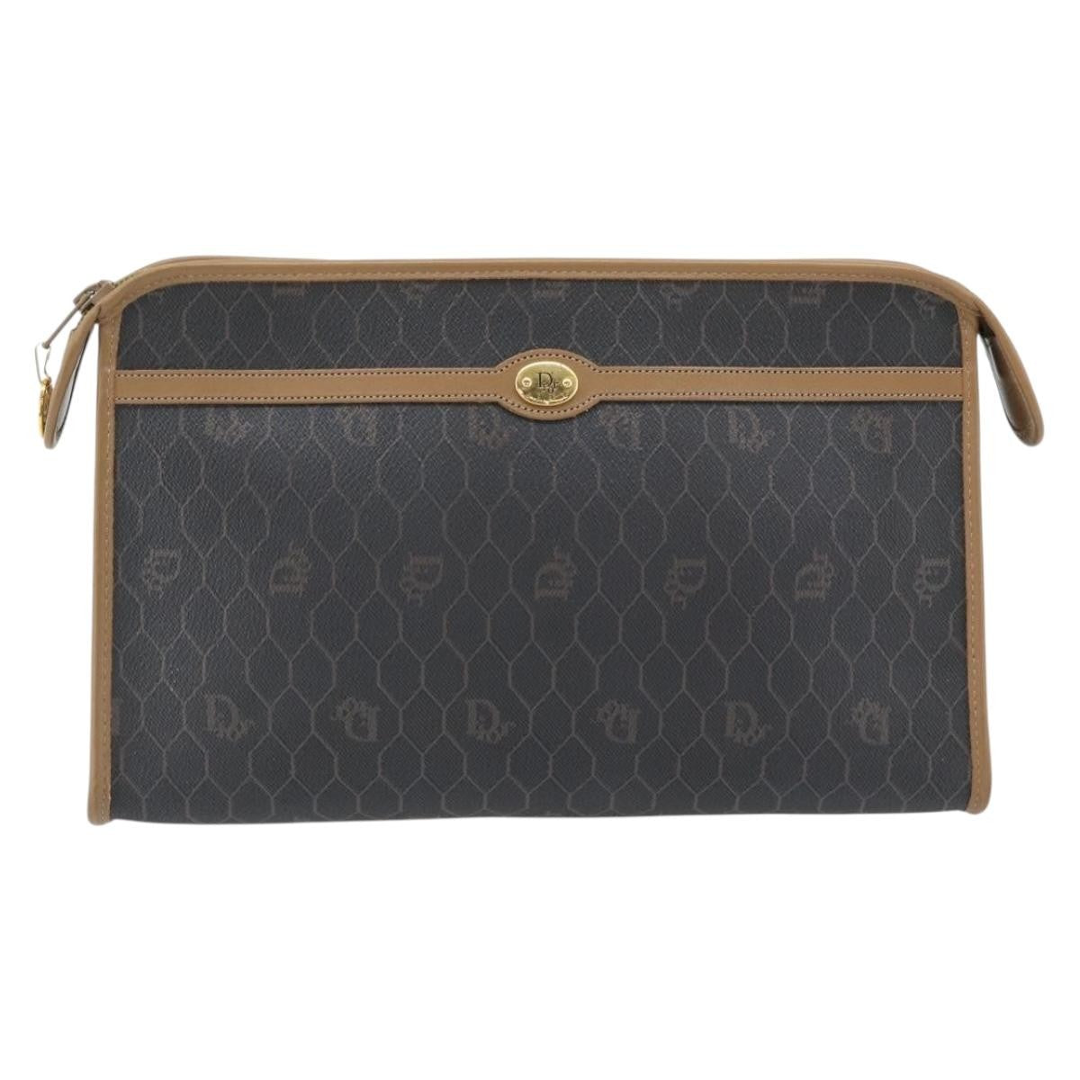 Christian Dior Vintage Honeycomb Clutch Canvas Black Canvas Clutche & Pouche Bag (Pre-Owned)