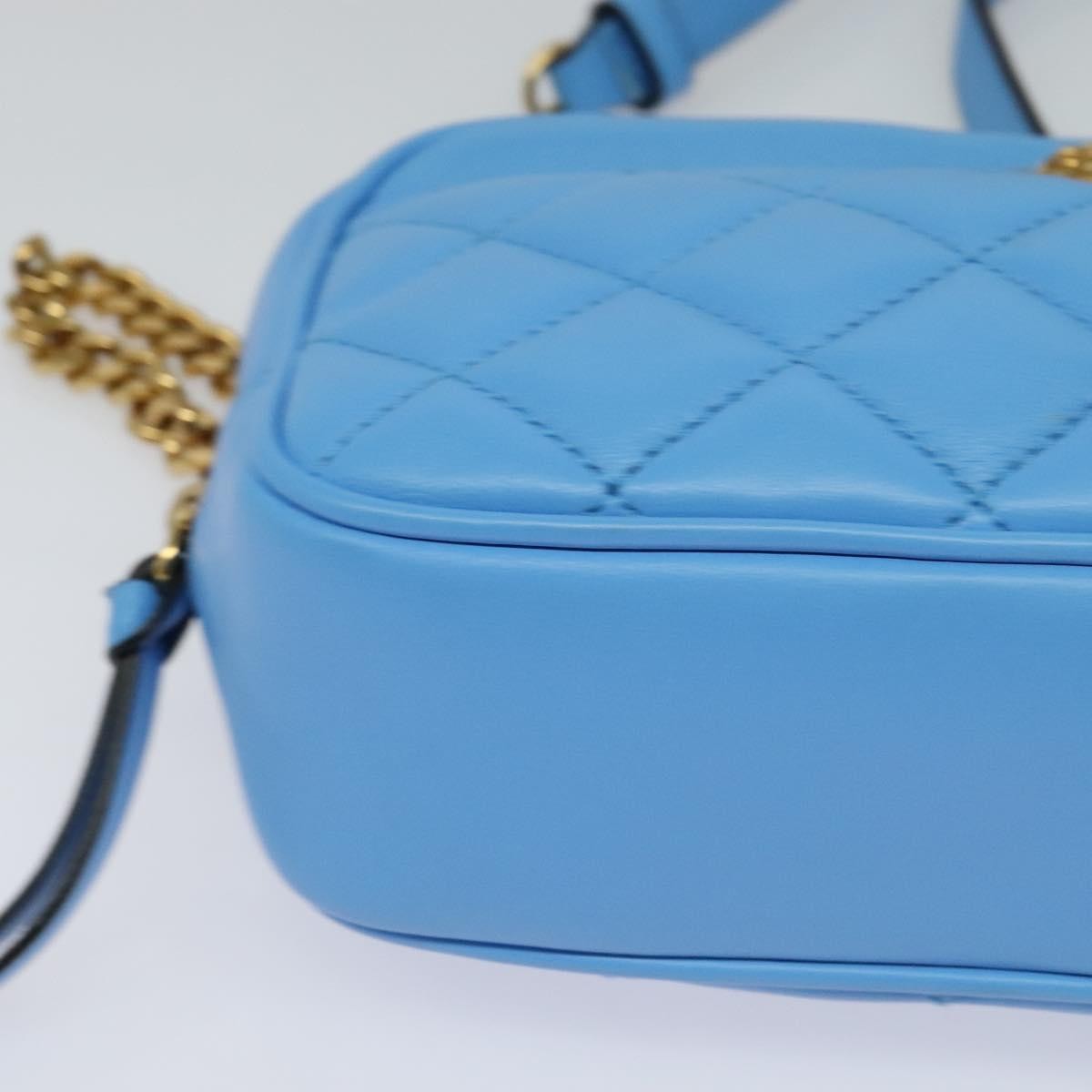 Versace Medusa Icon Front Slip Pocket Camera Quilted Leather Blue Leather Shoulder Bag Bag (Pre-Owned)