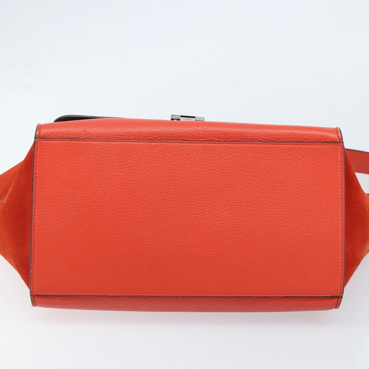 Celine Trapeze Leather With Suede Orange Leather Handbag (Pre-Owned)