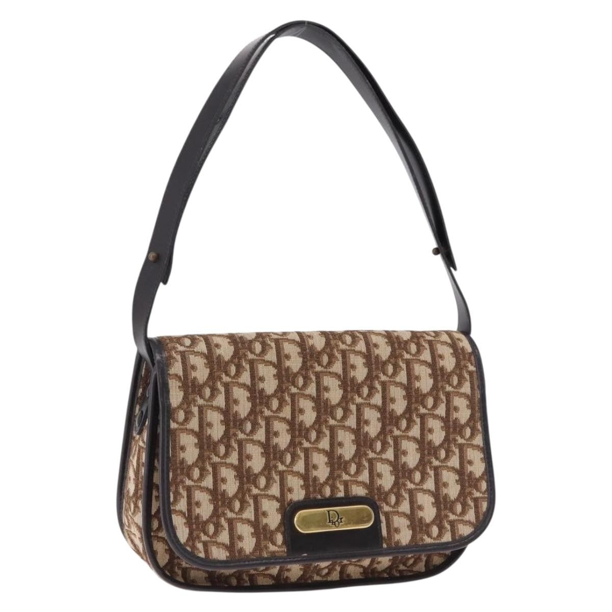 Christian Dior Trotter Shoulder Bag Sequins Beige Canvas Shoulder Bag Bag (Pre-Owned)
