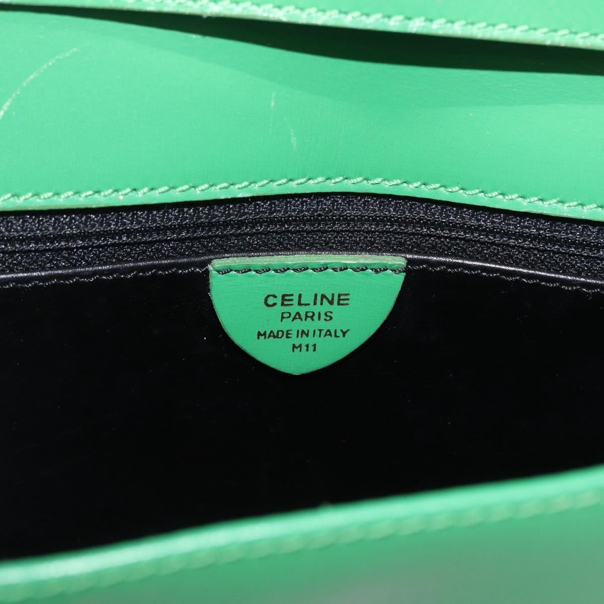 Celine Circle Logo Leather Green Leather Shoulder Bag Bag (Pre-Owned)