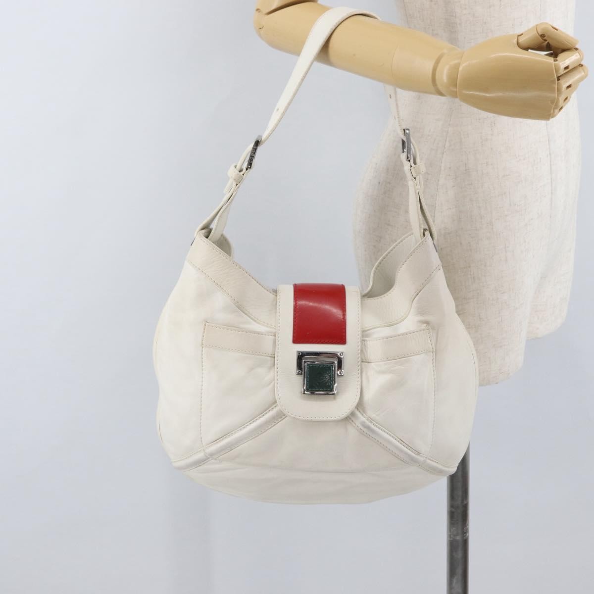 Loewe Anagram Leather White Leather Shoulder Bag Bag (Pre-Owned)