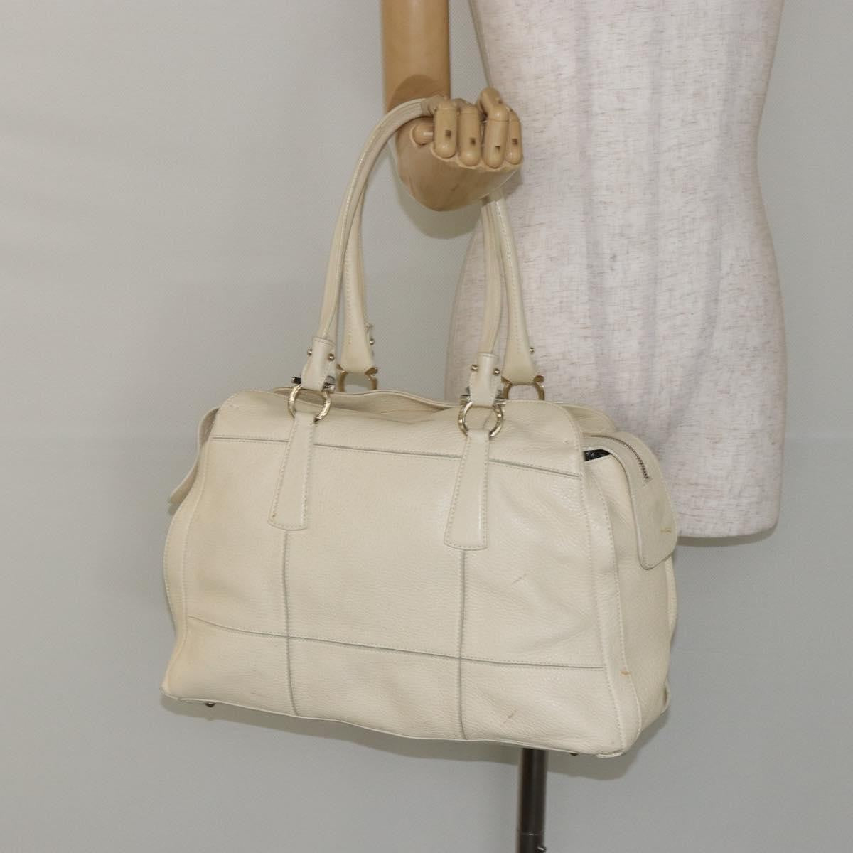 Salvatore Ferragamo Gancini Leather Beige Leather Shoulder Bag Bag (Pre-Owned)
