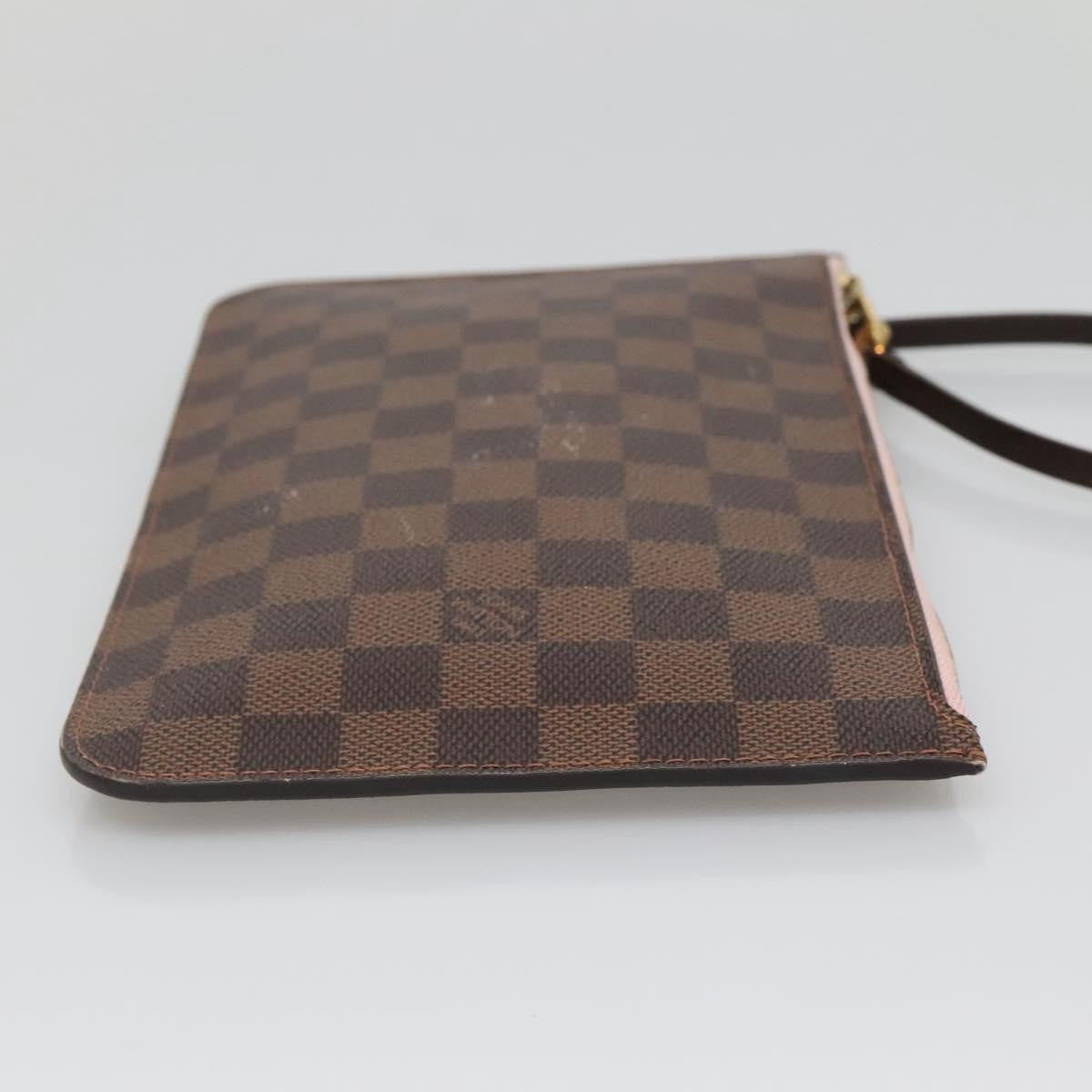 Louis Vuitton Neverfull Pochette Damier Ebene Brown Canvas Bag (Pre-Owned)