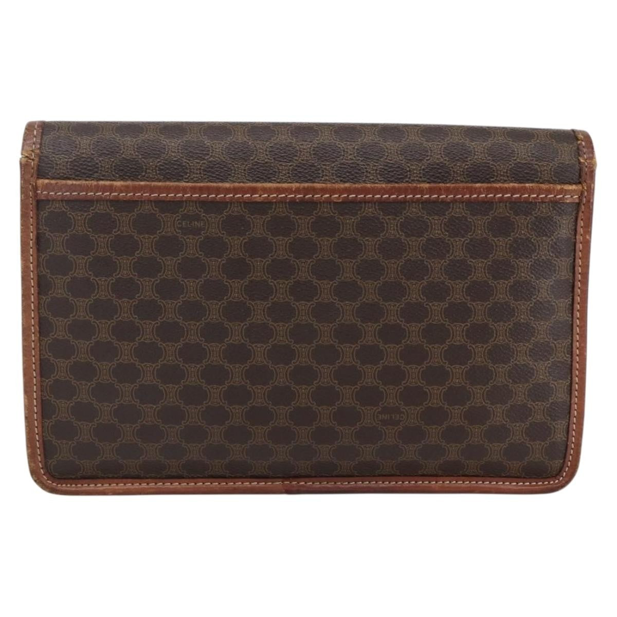 Celine Circle Logo Macadam Canvas And Leather Brown Canvas Clutche & Pouche Bag (Pre-Owned)