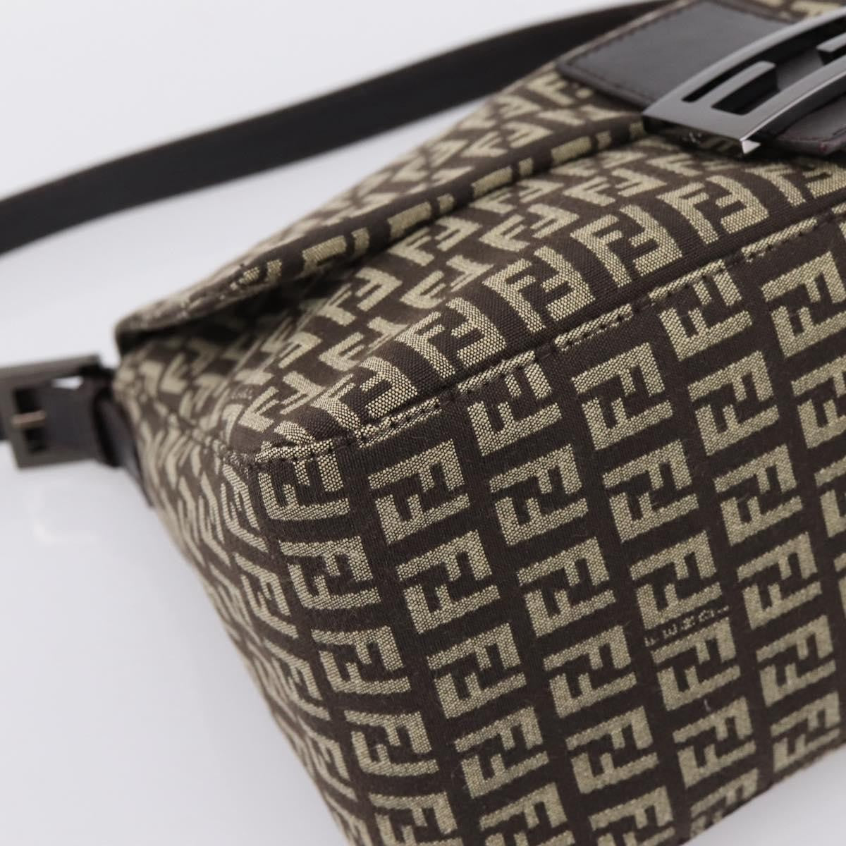Fendi Mamma Baguette Zucchino Canvas Brown Canvas Shoulder Bag Bag (Pre-Owned)