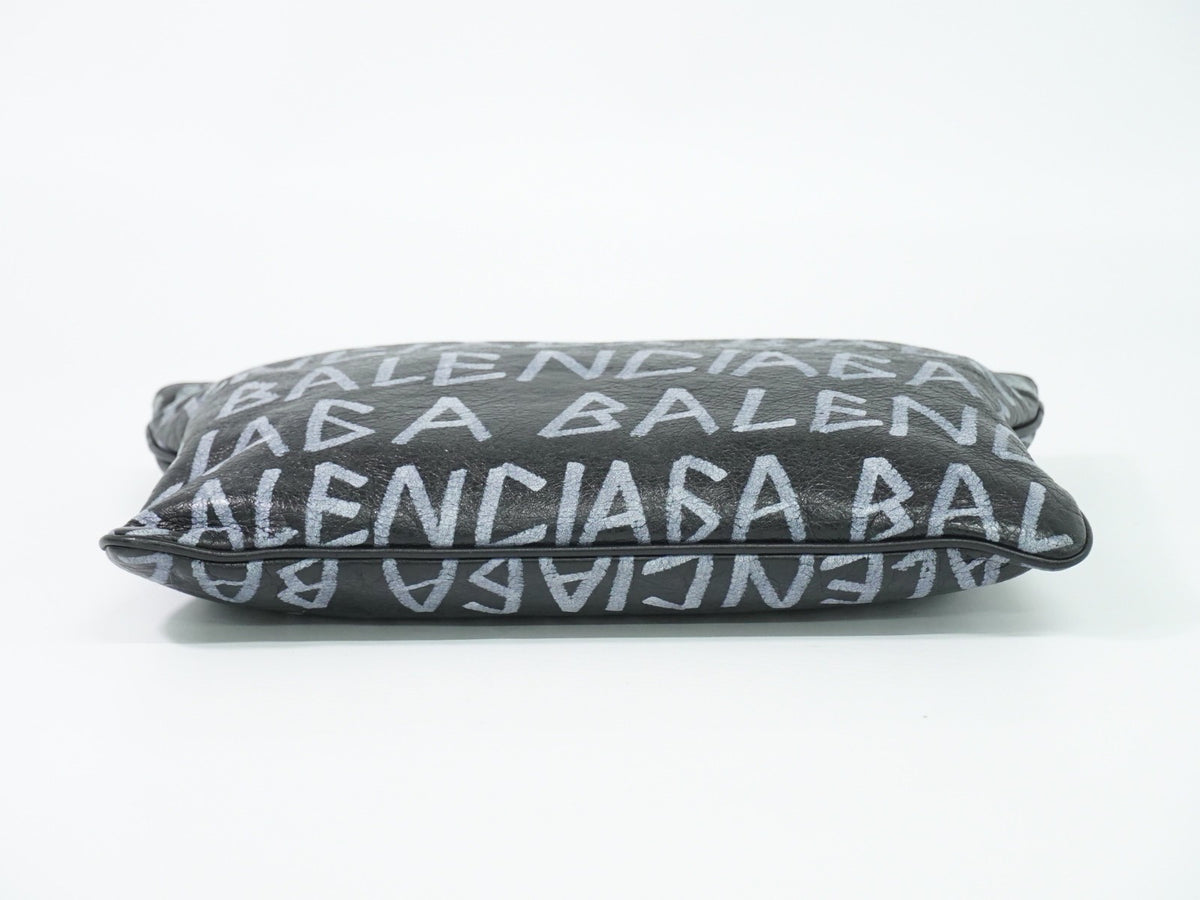 Balenciaga Graffiti Leather Black Leather Clutche & Pouche Bag (Pre-Owned)