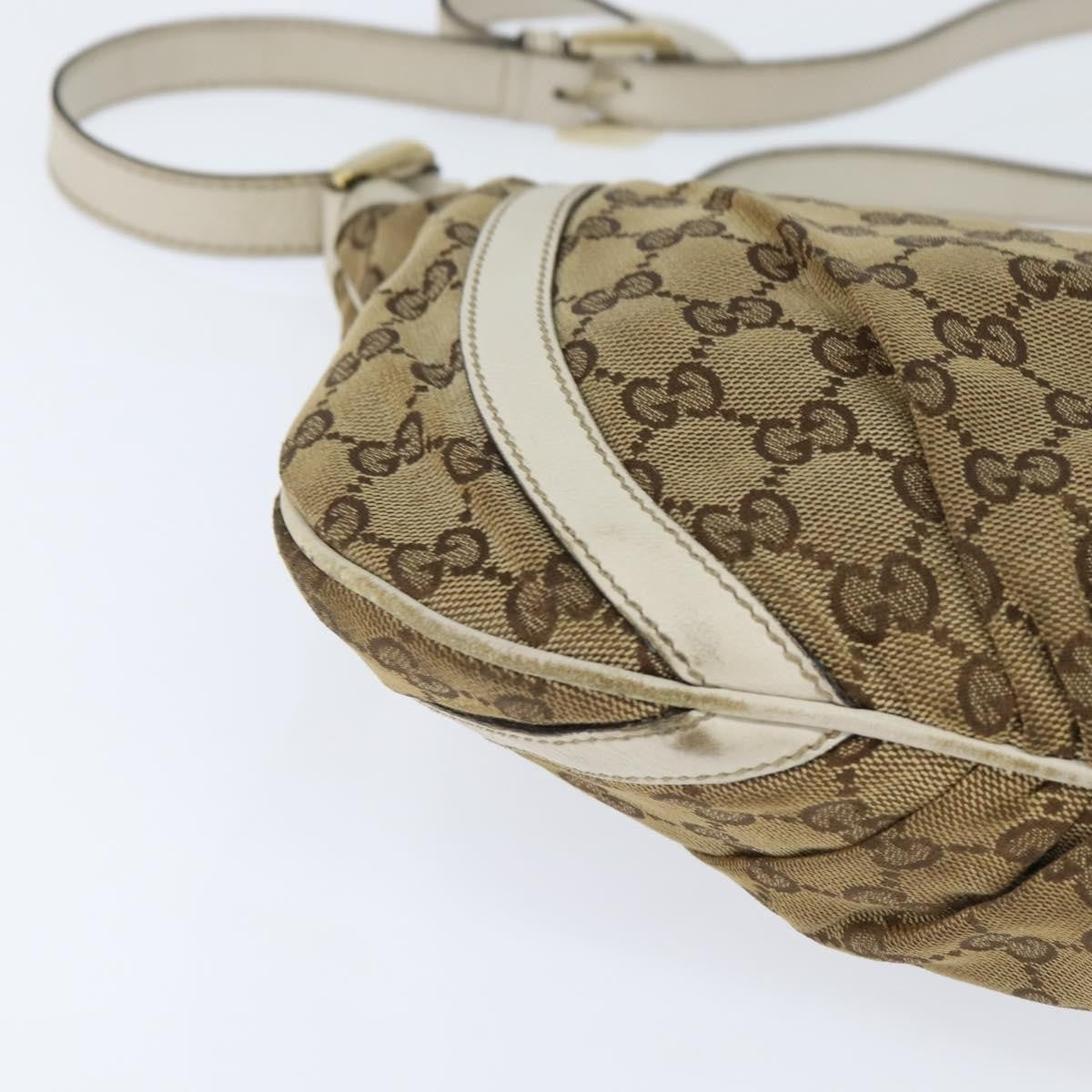 Gucci D Ring Messenger Gg Canvas And Leather Beige Canvas Shoulder Bag Bag (Pre-Owned)