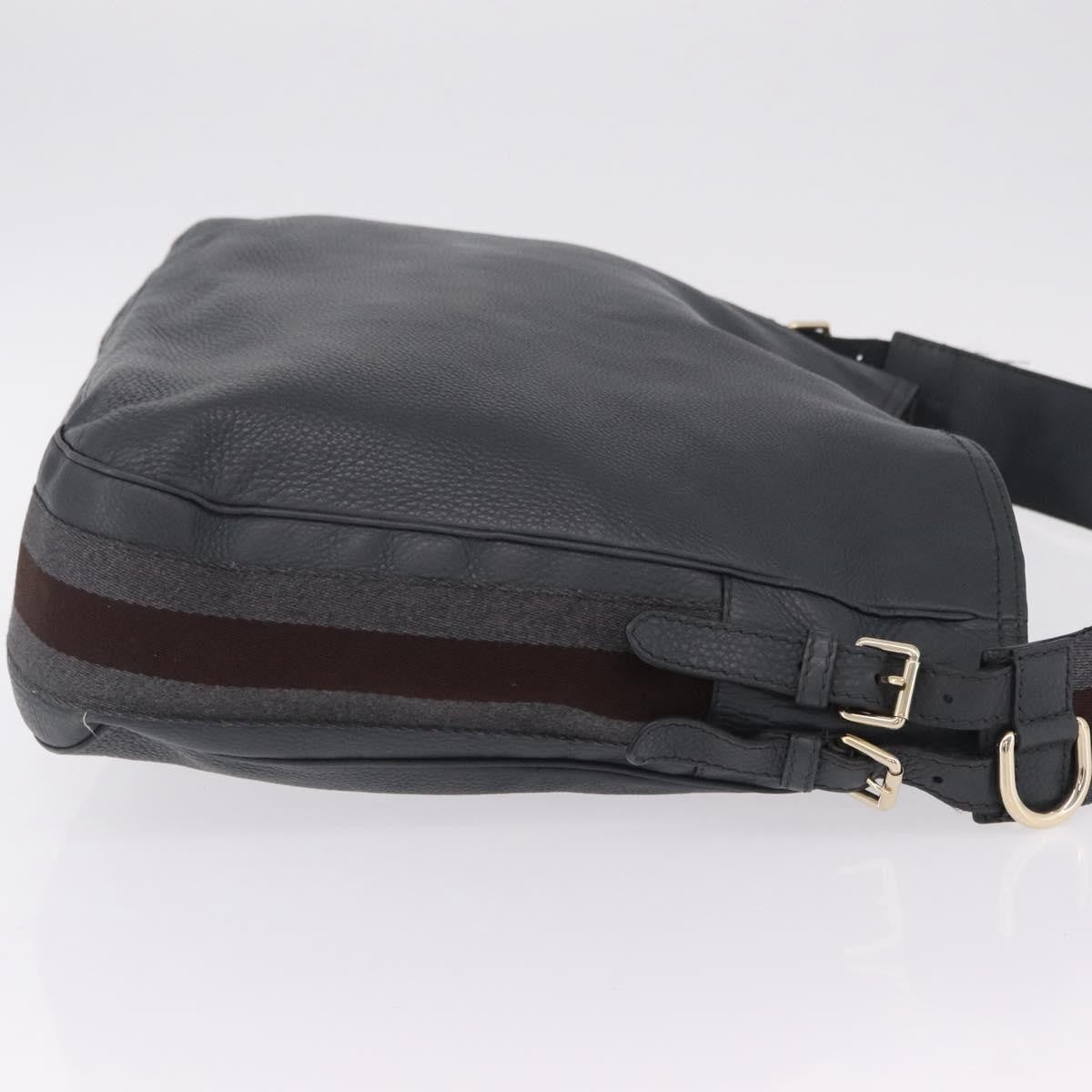 Gucci Heritage Web Hobo Leather Gray Leather Shoulder Bag Bag (Pre-Owned)