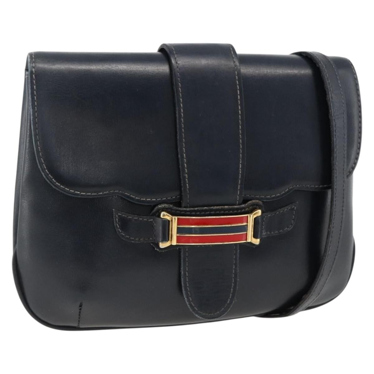 Gucci Vintage Leather Navy Leather Shoulder Bag Bag (Pre-Owned)