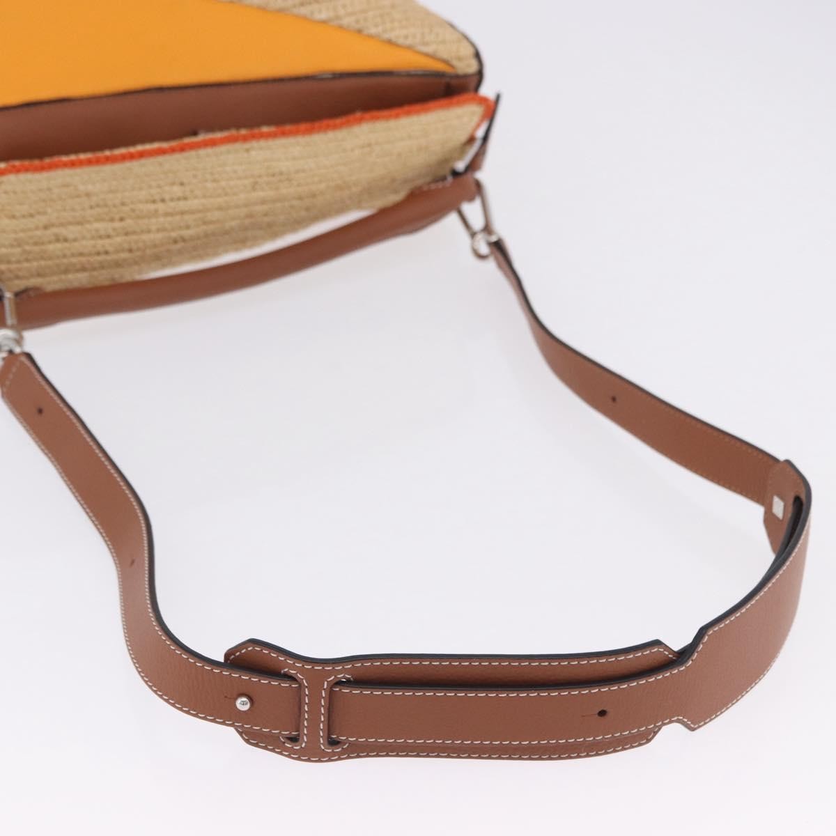 Loewe Puzzle Leather And Raffia Beige Leather Handbag (Pre-Owned)