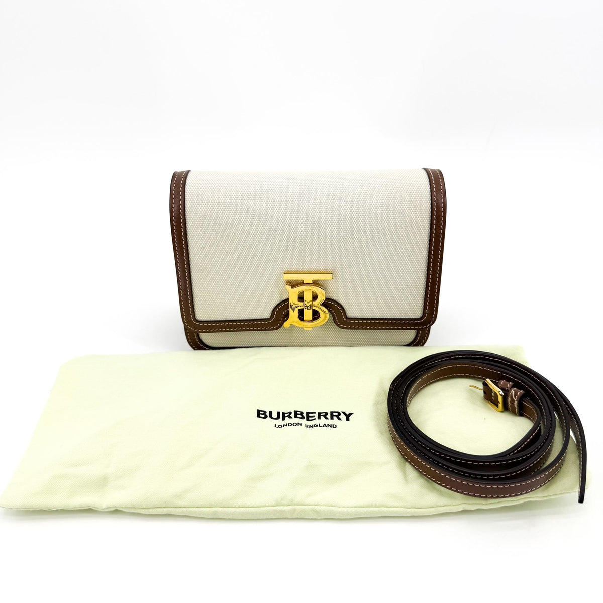 Burberry Tb Crossbody Bag Canvas And Leather Brown Canvas Crossbody Bag Bag (Pre-Owned)