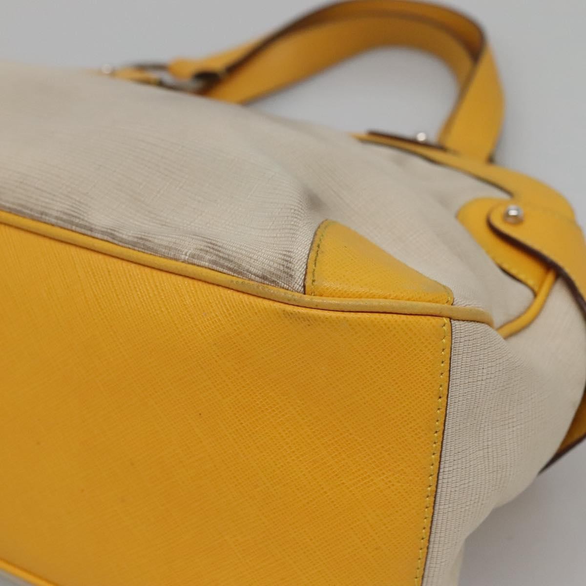 Salvatore Ferragamo Gancini Canvas And Leather Yellow Canvas Handbag (Pre-Owned)
