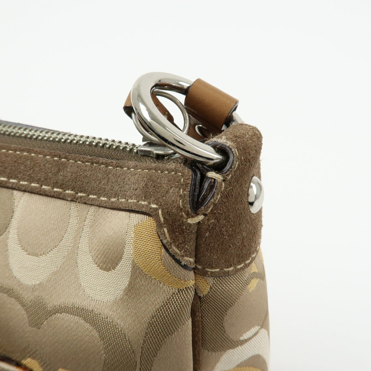 Coach Shoulder Canvas Beige Canvas Handbag (Pre-Owned)