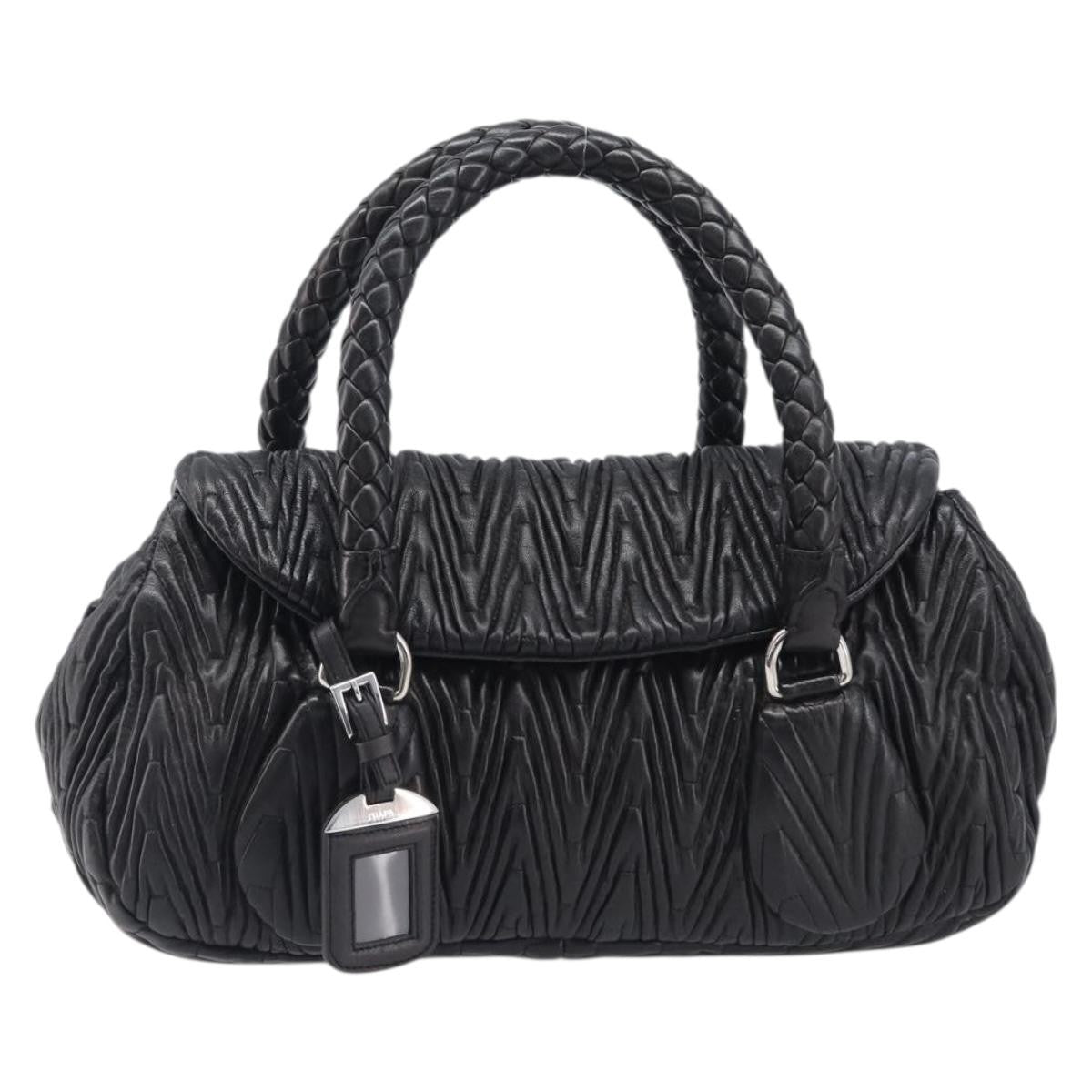 Prada Flap Chevron Nappa Black Leather Shoulder Bag Bag (Pre-Owned)