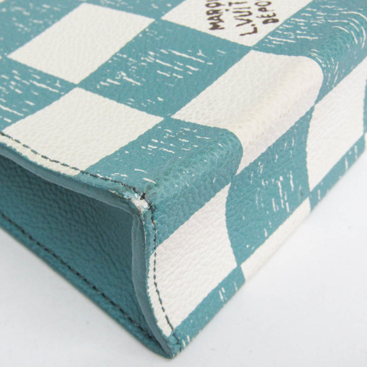 Louis Vuitton Sac Plat Limited Edition Marque Deposee Damier Giant Turquoise Canvas Handbag (Pre-Owned)
