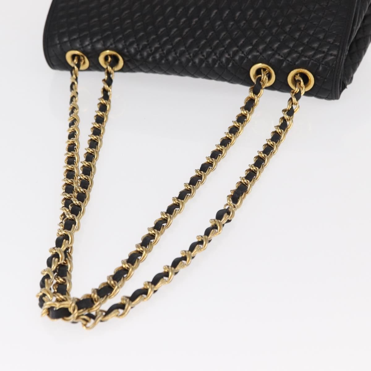 Bally Vintage Chain Quilted Leather Black Leather Shoulder Bag Bag (Pre-Owned)