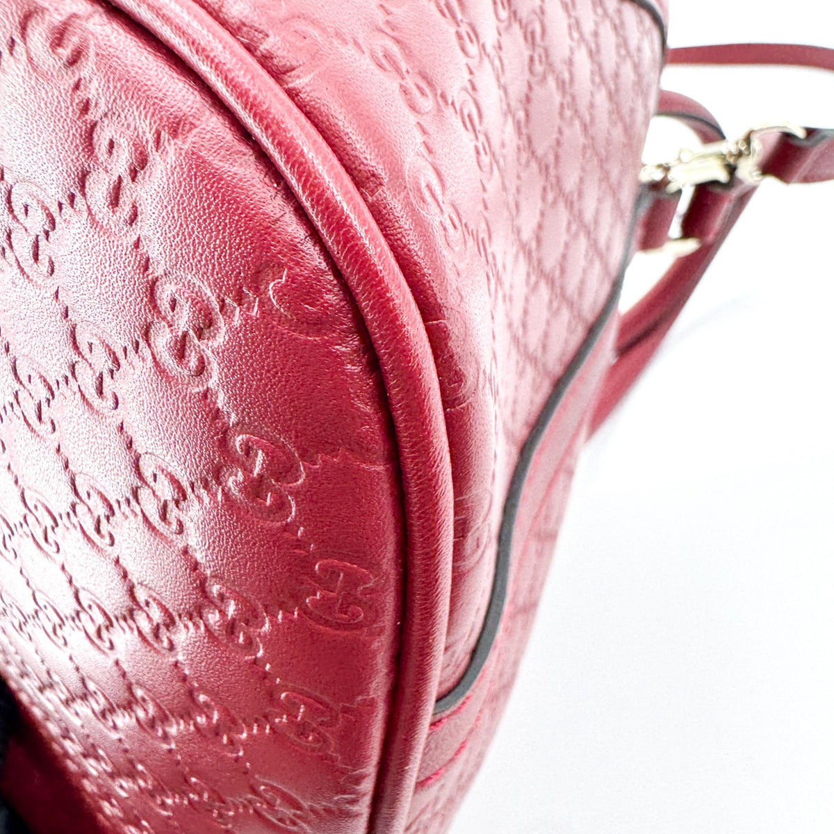 Gucci Convertible Dome Satchel Guccissima Leather Burgundy Leather Handbag (Pre-Owned)