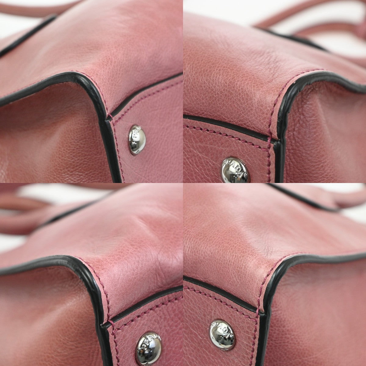 Prada Double Zip Lux Convertible Saffiano Leather Pink Leather Tote Bag Bag (Pre-Owned)