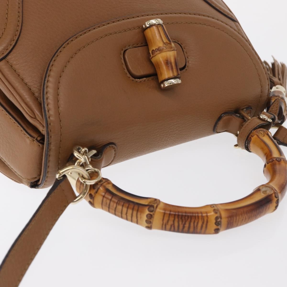 Gucci New Bamboo 1921 Top Handle Leather Brown Leather Handbag (Pre-Owned)
