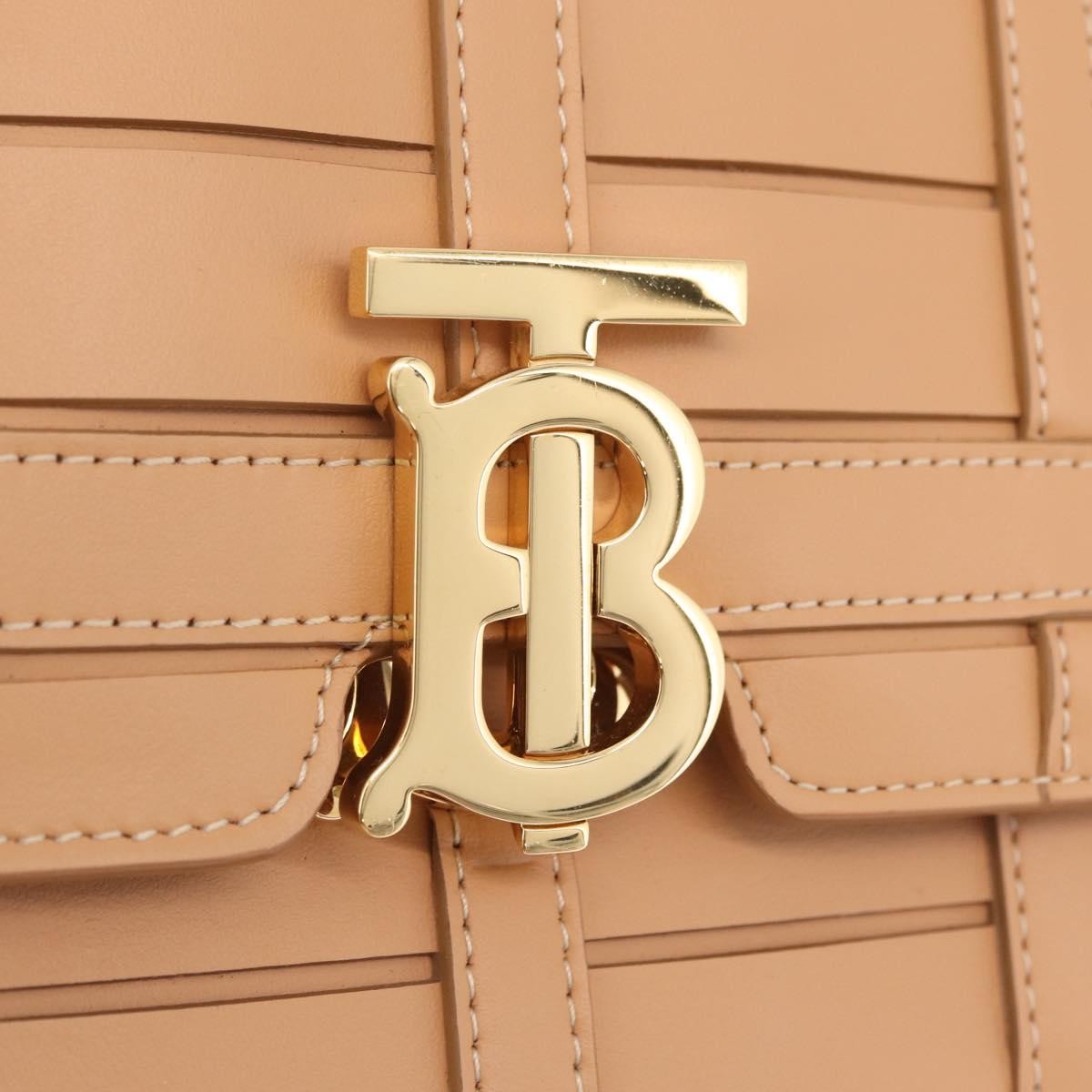 Burberry Tb Flap Woven Leather Beige Leather Handbag (Pre-Owned)