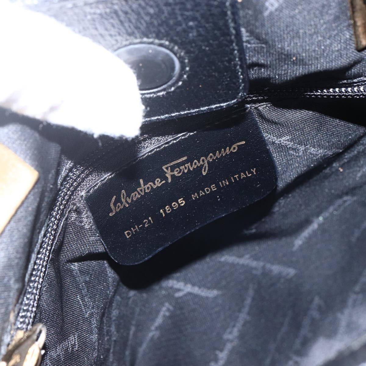 Salvatore Ferragamo Tote Woven Leather Black Canvas Tote Bag Bag (Pre-Owned)