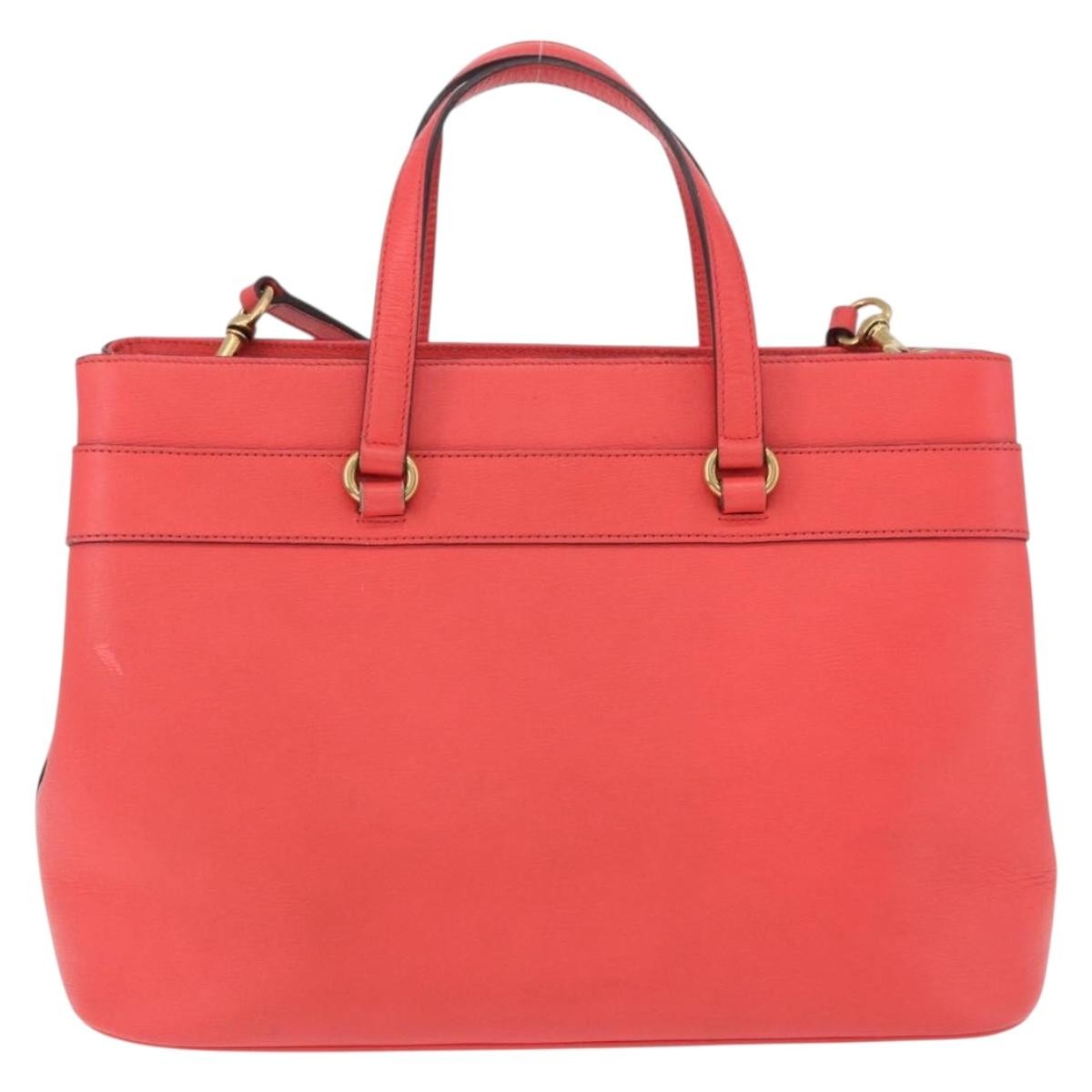 Gucci Bright Bit Convertible Leather Red Leather Tote Bag Bag (Pre-Owned)