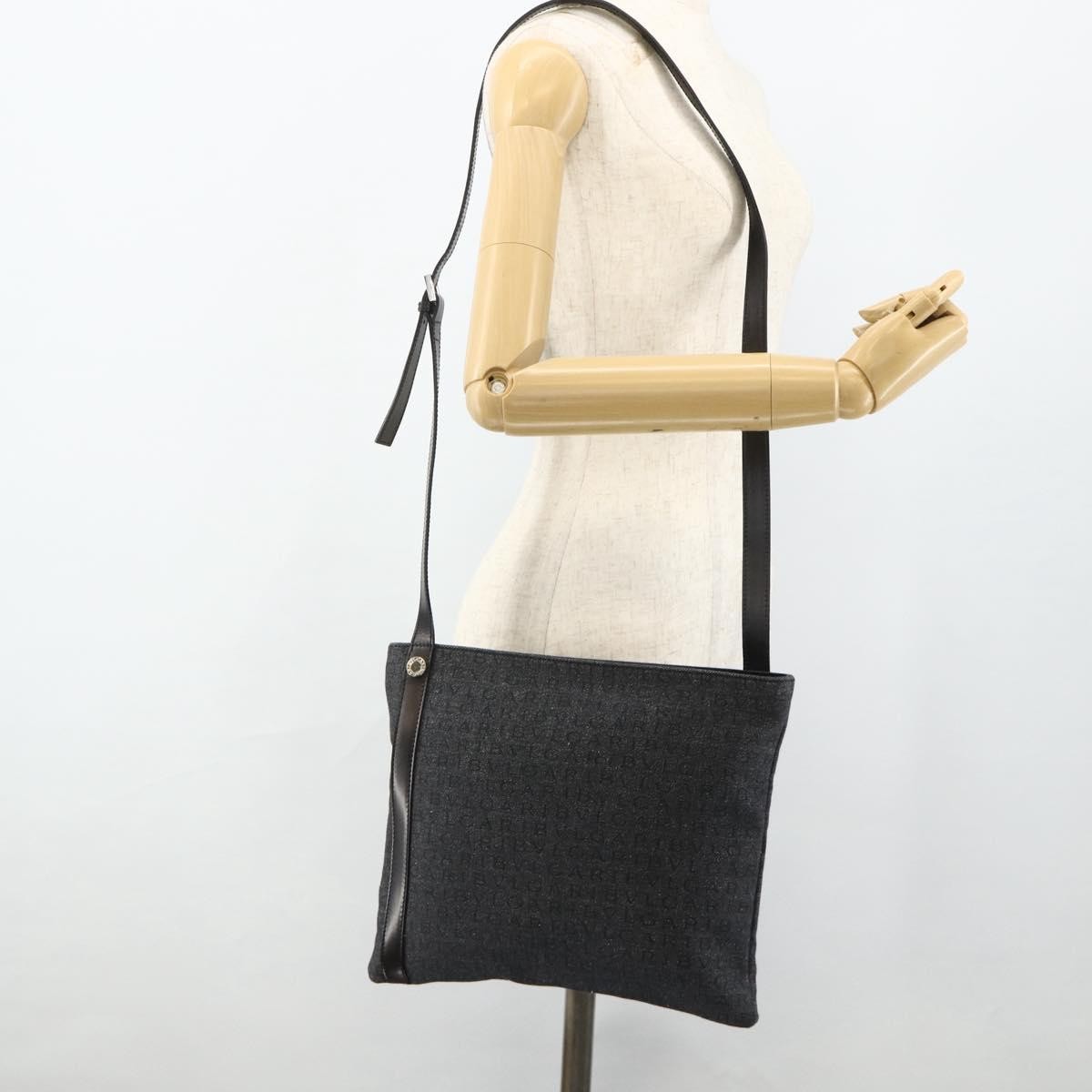 Bvlgari Logomania Canvas Blue Canvas Shoulder Bag Bag (Pre-Owned)