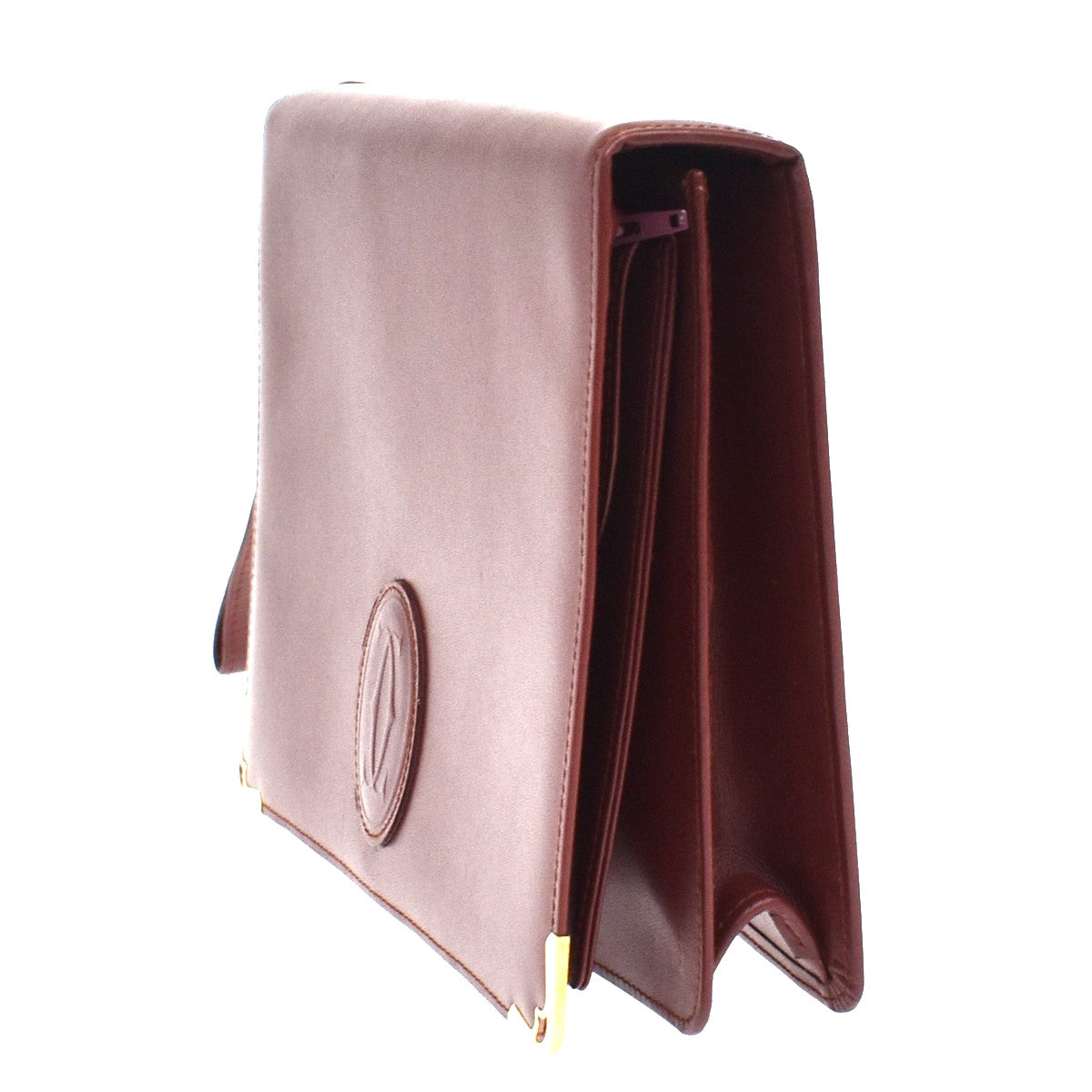Cartier Must De Cartier Clutch Leather Burgundy Leather Clutche & Pouche Bag (Pre-Owned)