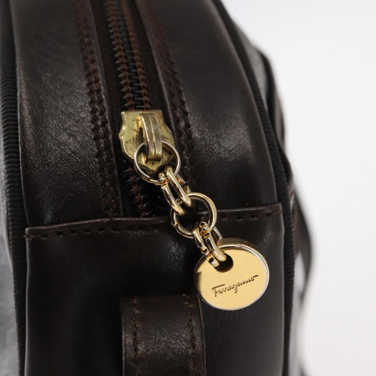 Salvatore Ferragamo Vara Bow Camera Leather Brown Leather Shoulder Bag Bag (Pre-Owned)